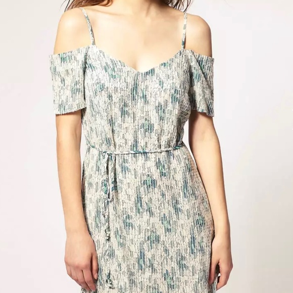 French Connection Off-Shoulder Boho Sequin Dress 0 - Picture 2 of 6